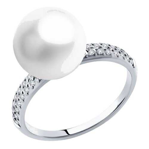 Кольцо женское SOKOLOV из белого золота с жемчугом и фианитами Swarovski 791168 р.18.5 в Лав Репаблик
