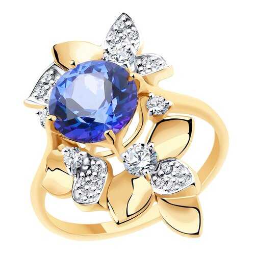 Кольцо женское SOKOLOV из золота с топазом и фианитами Swarovski 715942 р.18.5 в Лав Репаблик