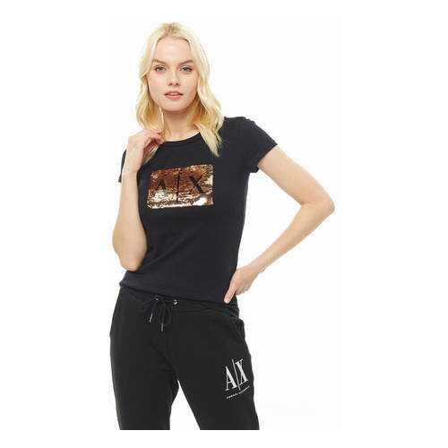 Футболка женская Armani Exchange 8NYTDL YJ73Z 6231 черная XS в Лав Репаблик