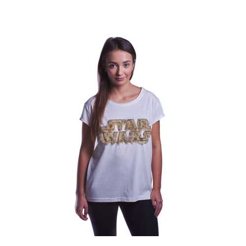 Футболка женская Good Loot Star Wars Fuzzy Logo (Чубакка) белая XL в Лав Репаблик